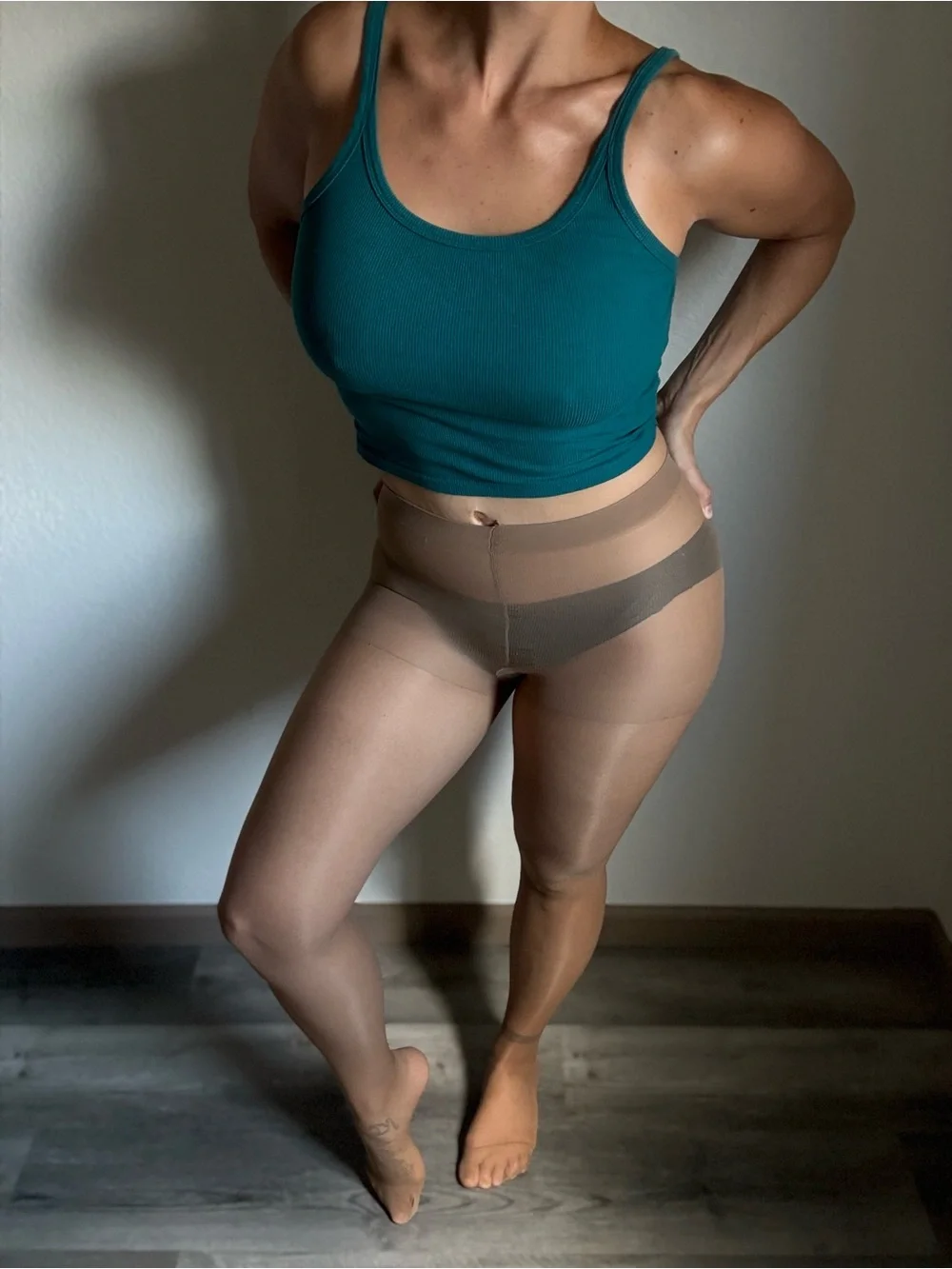 Nylon Pantyhose Sun Tan Sheer High Rise Stockings Used Patty